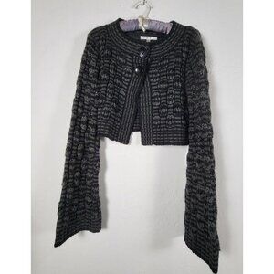 CAbi Women's Cropped Sweater Knitted Cardigan Bell Long Sleeve Black Size Large